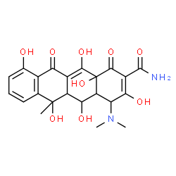 ChemSpider 2D Image | 4-(Dimethylamino)-3,5,6,10,12,12a-hexahydroxy-6-methyl-1,11-dioxo-1,4,4a,5,5a,6,11,12a-octahydro-2-tetracenecarboxamide | C22H24N2O9