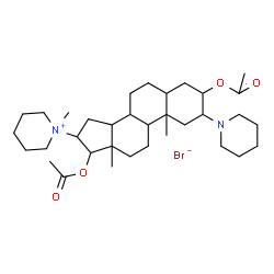 ChemSpider 2D Image | 3,17-Diacetoxy-16-(1-methyl-1-piperidiniumyl)-2-(1-piperidinyl)androstane bromide | C34H57BrN2O4
