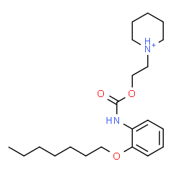 ChemSpider 2D Image | 1-[2-({[2-(Heptyloxy)phenyl]carbamoyl}oxy)ethyl]piperidinium | C21H35N2O3