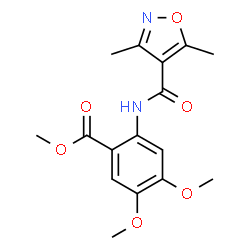 ChemSpider 2D Image | Methyl 2-{[(3,5-dimethyl-1,2-oxazol-4-yl)carbonyl]amino}-4,5-dimethoxybenzoate | C16H18N2O6