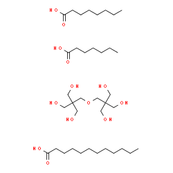ChemSpider 2D Image | dodecanoic acid; heptanoic acid; 2-[[3-hydroxy-2,2-bis(hydroxymethyl)propoxy]methyl]-2-(hydroxymethyl)propane-1,3-diol; octanoic acid | C37H76O13