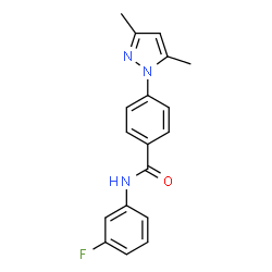 ChemSpider 2D Image | 4-(3,5-Dimethyl-1H-pyrazol-1-yl)-N-(3-fluorophenyl)benzamide | C18H16FN3O
