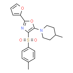 ChemSpider 2D Image | 1-{2-(2-Furyl)-4-[(4-methylphenyl)sulfonyl]-1,3-oxazol-5-yl}-4-methylpiperidine | C20H22N2O4S