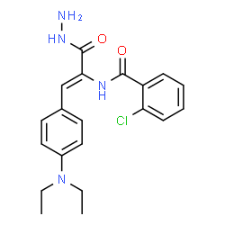 ChemSpider 2D Image | 2-Chloro-N-{(1Z)-1-[4-(diethylamino)phenyl]-3-hydrazino-3-oxo-1-propen-2-yl}benzamide | C20H23ClN4O2
