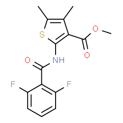 ChemSpider 2D Image | Methyl 2-[(2,6-difluorobenzoyl)amino]-4,5-dimethyl-3-thiophenecarboxylate | C15H13F2NO3S