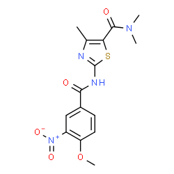 ChemSpider 2D Image | 2-[(4-Methoxy-3-nitrobenzoyl)amino]-N,N,4-trimethyl-1,3-thiazole-5-carboxamide | C15H16N4O5S