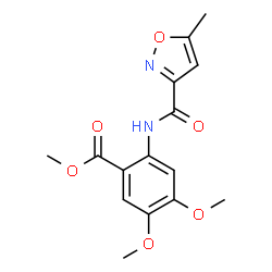 ChemSpider 2D Image | Methyl 4,5-dimethoxy-2-{[(5-methyl-1,2-oxazol-3-yl)carbonyl]amino}benzoate | C15H16N2O6