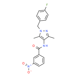 ChemSpider 2D Image | N-[1-(4-Fluorobenzyl)-3,5-dimethyl-1H-pyrazol-4-yl]-3-nitrobenzamide | C19H17FN4O3