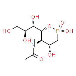 ChemSpider 2D Image | N-{(2R,4R,5R,6R)-2,4-Dihydroxy-2-oxido-6-[(1S,2S)-1,2,3-trihydroxypropyl]-1,2-oxaphosphinan-5-yl}acetamide | C9H18NO8P