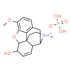 ChemSpider 2D Image | 6-Hydroxy-3-methoxy-17-methyl-7,8-didehydro-4,5-epoxymorphinan-17-ium dihydrogen phosphate | C18H24NO7P