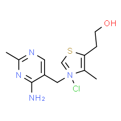 ChemSpider 2D Image | 2-{3-[(4-Amino-2-methyl-5-pyrimidinyl)methyl]-3-chloro-4-methyl-1,3lambda~5~-thiazol-5-yl}ethanol | C12H17ClN4OS