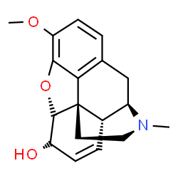 ChemSpider 2D Image | 7,8-didehydro-4,5-epoxy-3-methoxy-17-methylmorphinan-6-ol | C18H21NO3