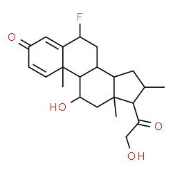 ChemSpider 2D Image | 6-Fluoro-11,21-dihydroxy-16-methylpregna-1,4-diene-3,20-dione | C22H29FO4