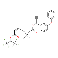 ChemSpider 2D Image | Cyan(3-phenoxyphenyl)methyl-3-{(1Z)-3-[(1,1,1,3,3,3-hexafluor-2-propanyl)oxy]-3-oxo-1-propen-1-yl}-2,2-dimethylcyclopropancarboxylat | C26H21F6NO5