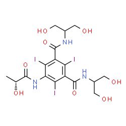 ChemSpider 2D Image | N,N'-Bis(1,3-dihydroxy-2-propanyl)-5-{[(2R)-2-hydroxypropanoyl]amino}-2,4,6-triiodoisophthalamide | C17H22I3N3O8