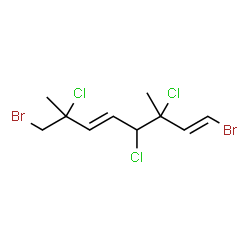 ChemSpider 2D Image | (1E,5E)-1,8-Dibromo-3,4,7-trichloro-3,7-dimethyl-1,5-octadiene | C10H13Br2Cl3