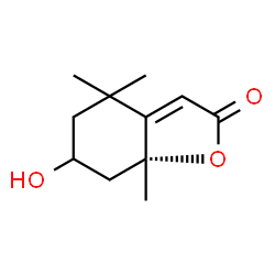 ChemSpider 2D Image | (7aR)-6-Hydroxy-4,4,7a-trimethyl-5,6,7,7a-tetrahydro-1-benzofuran-2(4H)-one | C11H16O3