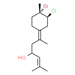 ChemSpider 2D Image | (6E)-6-[(3S,4S)-4-Bromo-3-chloro-4-methylcyclohexylidene]-2-methyl-2-hepten-4-ol | C15H24BrClO