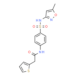 ChemSpider 2D Image | N-{4-[(5-Methyl-1,2-oxazol-3-yl)sulfamoyl]phenyl}-2-(2-thienyl)acetamide | C16H15N3O4S2