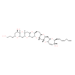 ChemSpider 2D Image | (2R,4R,4aR,5aS,6aR,7aS,9aR,10aS,11aR,13S,14R,16aS,17aR,18aS,19aR,20aS,21aR,22aS)-13-[(1Z,3Z)-1,3,6-Heptatrien-1-yl]-2-(3-hydroxypropyl)-4a,5a,14,17a,18a-pentamethyl-2,3,4,4a,5a,6,6a,7a,8,9,9a,10a,11,1
1a,13,14,16a,17a,18,18a,19a,20,20a,21a,22,22a-hexacosahydrooxepino[2'',3'':5',6']pyrano[2',3':5,6]pyrano[3,2-b]pyrano[2''',3''':5'',6'']pyrano[2'',3'':5',6']pyrano[2',3':5,6]pyrano[2,3-f]oxepine-4,14-
diol | C43H64O11