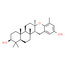 ChemSpider 2D Image | (2S,4aR,4bR,6aR,12aR,12bR,14aR)-1,1,4a,6a,8,12b-Hexamethyl-2,3,4,4a,4b,5,6,6a,12,12a,12b,13,14,14a-tetradecahydro-1H-naphtho[2,1-a]xanthene-2,10-diol | C27H40O3