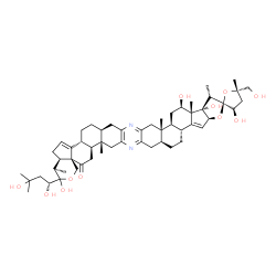 ChemSpider 2D Image | (2S,3R,4a'R,5S,6b'R,8a'S,11a'S,11b'S,13'R,13a'R,13b'S,14'S,16a'S,17b'R,19a'S,22a'S,22b'S,24a'R)-3'-[(1R)-1,3-Dihydroxy-3-methylbutyl]-3,3',13',13b'-tetrahydroxy-5-(hydroxymethyl)-4',5,11a',13a',14',22
a'-hexamethyl-4,4',4a',5,5',6b',7',8',8a',9',11',11a',11b',12',13',13a',13b',14',16a',17b',18',19',19a',20',22',22a',22b',23'-octacosahydro-3H-spiro[furan-2,15'-furo[3'',2'':3',4']cyclopenta[1',2':5,6
]naphtho[1,2-b]pyrano[3'',4'':2',3']cyclopen | C54H76N2O11