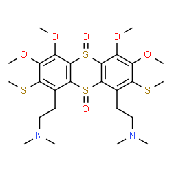 ChemSpider 2D Image | 2,2'-[3,4,6,7-Tetramethoxy-2,8-bis(methylsulfanyl)-5,10-dioxido-1,9-thianthrenediyl]bis(N,N-dimethylethanamine) | C26H38N2O6S4