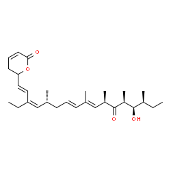 ChemSpider 2D Image | 6-[(1E,3Z,5R,7E,9E,11R,13S,14R,15S)-3-Ethyl-14-hydroxy-5,9,11,13,15-pentamethyl-12-oxo-1,3,7,9-heptadecatetraen-1-yl]-5,6-dihydro-2H-pyran-2-one | C29H44O4