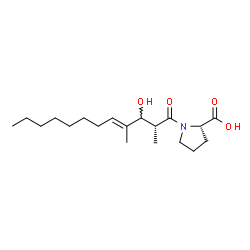 ChemSpider 2D Image | 1-[(2R,4E)-3-Hydroxy-2,4-dimethyl-4-dodecenoyl]-L-proline | C19H33NO4