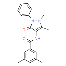 ChemSpider 2D Image | N-(1,5-Dimethyl-3-oxo-2-phenyl-2,3-dihydro-1H-pyrazol-4-yl)-3,5-dimethylbenzamide | C20H21N3O2
