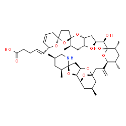 ChemSpider 2D Image | (4E)-5-[(2S,3aR,5R,5'R,6R,6''R,7aR)-2-{(R)-Hydroxy[(2R,3R,5S,6S)-2-hydroxy-3,5-dimethyl-6-{3-[(2S,2'R,3S,5R,6'R,8'S,10'S)-3,5,10'-trimethyl-8'H-spiro[piperidine-2,4'-[3,7,12]trioxatricyclo[6.3.1.0~2,6~]dodecan]-8'-yl]-1-propen-2-yl}tetrahydro-2H-pyran-2-yl]methyl}-6-methyl-2,3,3',3'',3a,4',6,6'',7,7a-decahydrodispiro[furo[3,2-b]pyran-5,2'-furan-5',2''-pyran]-6''-yl]-4-pentenoic acid | C47H71NO12