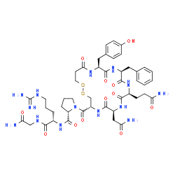 ChemSpider 2D Image | 1-{[(4R,7S,10S,13S,16S)-7-(2-Amino-2-oxoethyl)-10-(3-amino-3-oxopropyl)-13-benzyl-16-(4-hydroxybenzyl)-6,9,12,15,18-pentaoxo-1,2-dithia-5,8,11,14,17-pentaazacycloicosan-4-yl]carbonyl}-L-prolyl-L-arginylglycinamide | C46H64N14O12S2