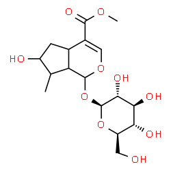 ChemSpider 2D Image | Methyl 1-(beta-D-glucopyranosyloxy)-6-hydroxy-7-methyl-1,4a,5,6,7,7a-hexahydrocyclopenta[c]pyran-4-carboxylate | C17H26O10