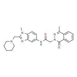 ChemSpider 2D Image | 2-(4-Methyl-1-oxo-2(1H)-phthalazinyl)-N-[1-methyl-2-(1-piperidinylmethyl)-1H-benzimidazol-5-yl]acetamide | C25H28N6O2