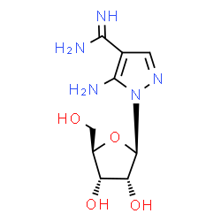 ChemSpider 2D Image | 5-Amino-1-(beta-D-ribofuranosyl)-1H-pyrazole-4-carboximidamide | C9H15N5O4