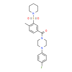ChemSpider 2D Image | [4-(4-Fluorophenyl)-1-piperazinyl][4-methyl-3-(1-piperidinylsulfonyl)phenyl]methanone | C23H28FN3O3S