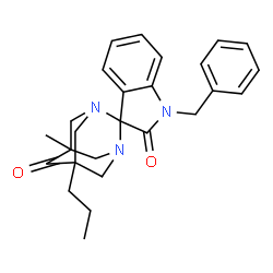 ChemSpider 2D Image | 1'-Benzyl-5-methyl-7-propyl-6H-spiro[1,3-diazatricyclo[3.3.1.1~3,7~]decane-2,3'-indole]-2',6(1'H)-dione | C26H29N3O2