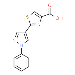 ChemSpider 2D Image | 2-(1-Phenyl-1H-pyrazol-4-yl)-1,3-thiazole-4-carboxylic acid | C13H9N3O2S