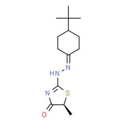ChemSpider 2D Image | (5S)-5-Methyl-2-{2-[4-(2-methyl-2-propanyl)cyclohexylidene]hydrazino}-1,3-thiazol-4(5H)-one | C14H23N3OS