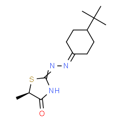 ChemSpider 2D Image | (5R)-5-Methyl-2-{[4-(2-methyl-2-propanyl)cyclohexylidene]hydrazono}-1,3-thiazolidin-4-one | C14H23N3OS
