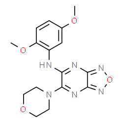 ChemSpider 2D Image | N-(2,5-Dimethoxyphenyl)-6-(4-morpholinyl)[1,2,5]oxadiazolo[3,4-b]pyrazin-5-amine | C16H18N6O4