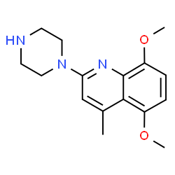 ChemSpider 2D Image | 5,8-Dimethoxy-4-methyl-2-(1-piperazinyl)quinoline | C16H21N3O2