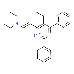 ChemSpider 2D Image | 6-[(E)-2-(Diethylamino)vinyl]-5-ethyl-2,4-diphenylpyrimidin-1-ium | C24H28N3