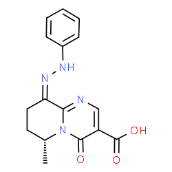 ChemSpider 2D Image | (6R,9Z)-6-Methyl-4-oxo-9-(phenylhydrazono)-6,7,8,9-tetrahydro-4H-pyrido[1,2-a]pyrimidine-3-carboxylic acid | C16H16N4O3