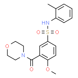 ChemSpider 2D Image | Benzenesulfonamide, 4-methoxy-3-(morpholine-4-carbonyl)-N-O-tolyl- | C19H22N2O5S