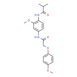 ChemSpider 2D Image | N-(2-Methoxy-4-{[(4-methoxyphenoxy)acetyl]amino}phenyl)-2-methylpropanamide | C20H24N2O5
