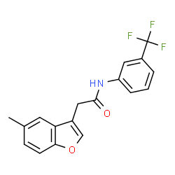 ChemSpider 2D Image | 2-(5-Methyl-1-benzofuran-3-yl)-N-[3-(trifluoromethyl)phenyl]acetamide | C18H14F3NO2