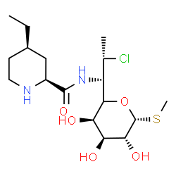 ChemSpider 2D Image | Methyl 5-[(1S,2S)-2-chloro-1-({[(2S,4R)-4-ethyl-2-piperidinyl]carbonyl}amino)propyl]-1-thio-beta-L-arabinopyranoside | C17H31ClN2O5S