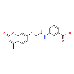 ChemSpider 2D Image | 3-({[(4-Methyl-2-oxo-2H-chromen-7-yl)oxy]acetyl}amino)benzoic acid | C19H15NO6