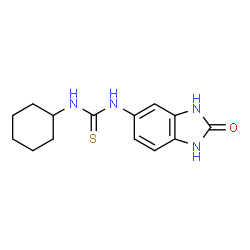 ChemSpider 2D Image | 1-Cyclohexyl-3-(2-oxo-2,3-dihydro-1H-benzimidazol-5-yl)thiourea | C14H18N4OS